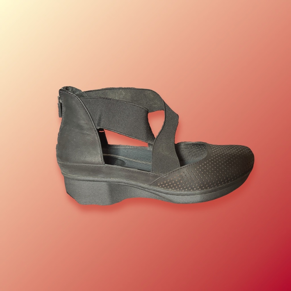 🤗Black Comfy Dansko Laura Nubuck Cross Strap Wedge Shoes🤗